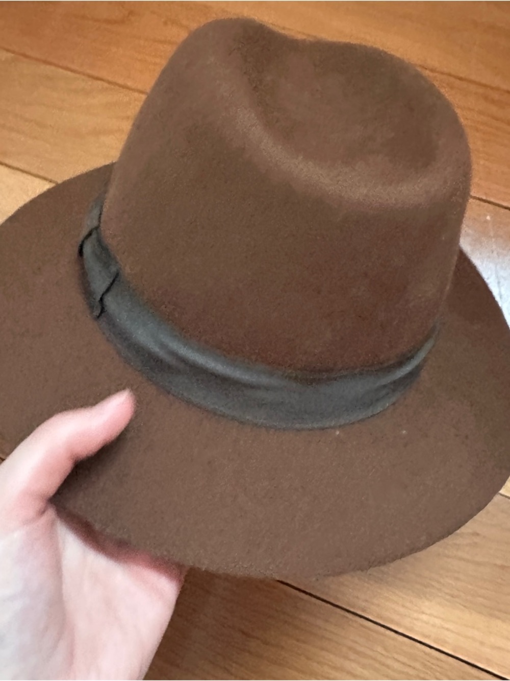 rag & bone Brown Wool Felt Fedora with Ribbon Bow - Picture 3 of 5